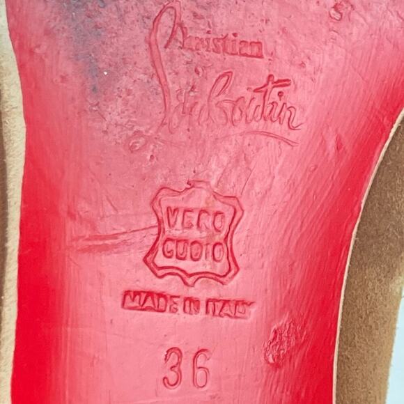 CHRISTIAN LOUBOUTIN Brown Suede Leather  Flats - Size 36/6 - Picture 7 of 15